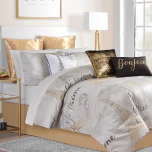 King Comforter Paris Design Gold/Black/Grey